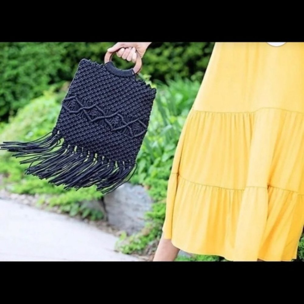 Danielle Nicole Black Fringe Hobo Handbag - image 2